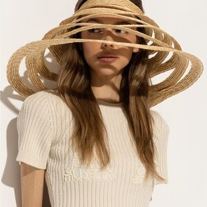 Cult Gaia Sculptural Tan Hat